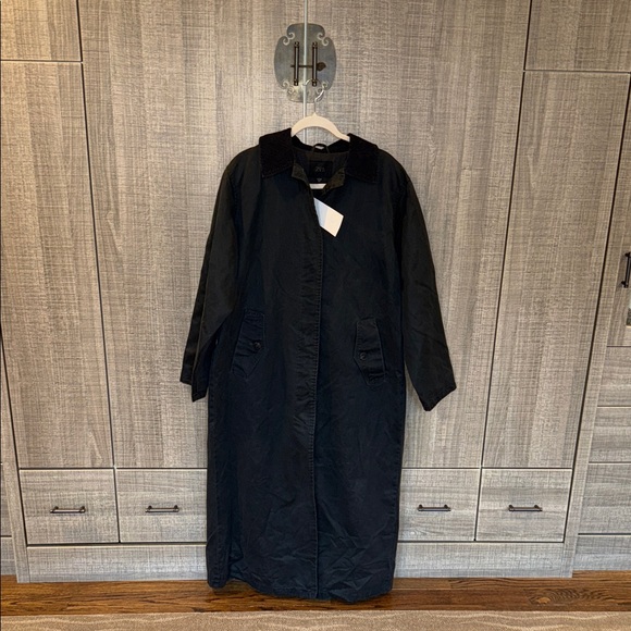 Zara Waxed Gabardine With Corduroy Collar